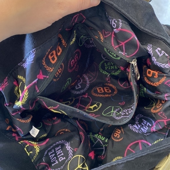 Black & gold VS Pink Messenger bag satin & canvas - Picture 8 of 16